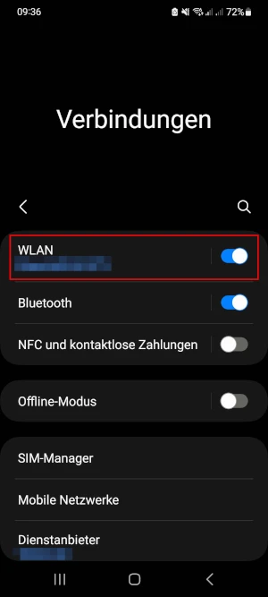  WLAN-Eintrag im Android-Menü „Verbindungen“
