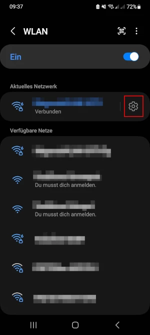  Übersicht über eingerichtete Netzwerke in Android
