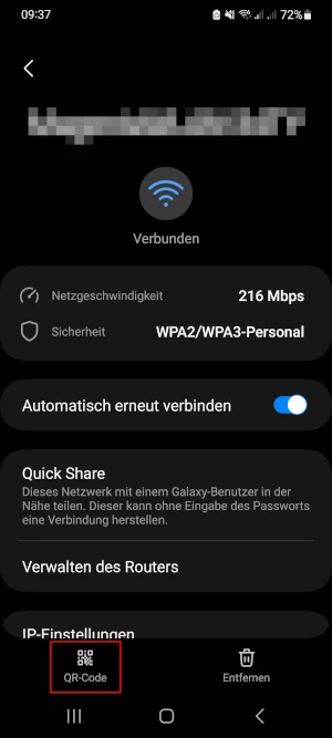  Android-QR-Code-Button im WLAN-Menü

