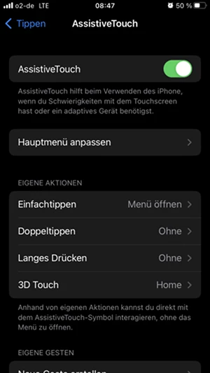  Ansicht „AssistiveTouch“
