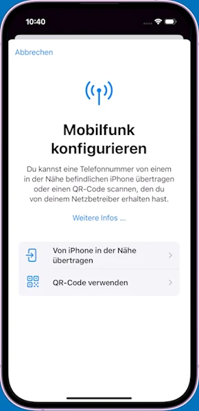  eSIM auf neues iPhone übertragen von iPhone in der Nähe Ersteinrichtung Schritt 1
