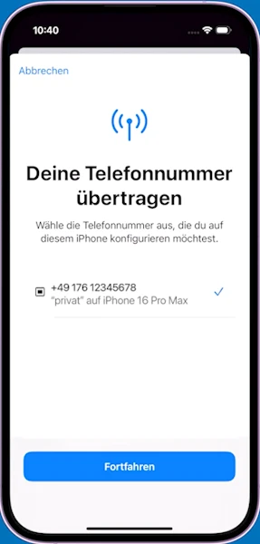 eSIM auf neues iPhone übertragen von iPhone in der Nähe Ersteinrichtung Schritt 4
