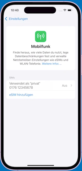  eSIM auf neues iPhone übertragen QR-Code nachträglich Schritt 2
