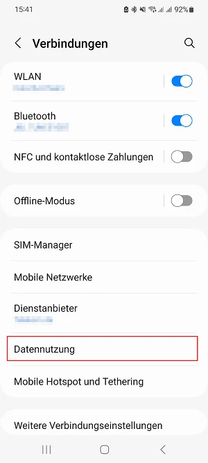  One UI: „Datennutzung“-Schaltfläche
