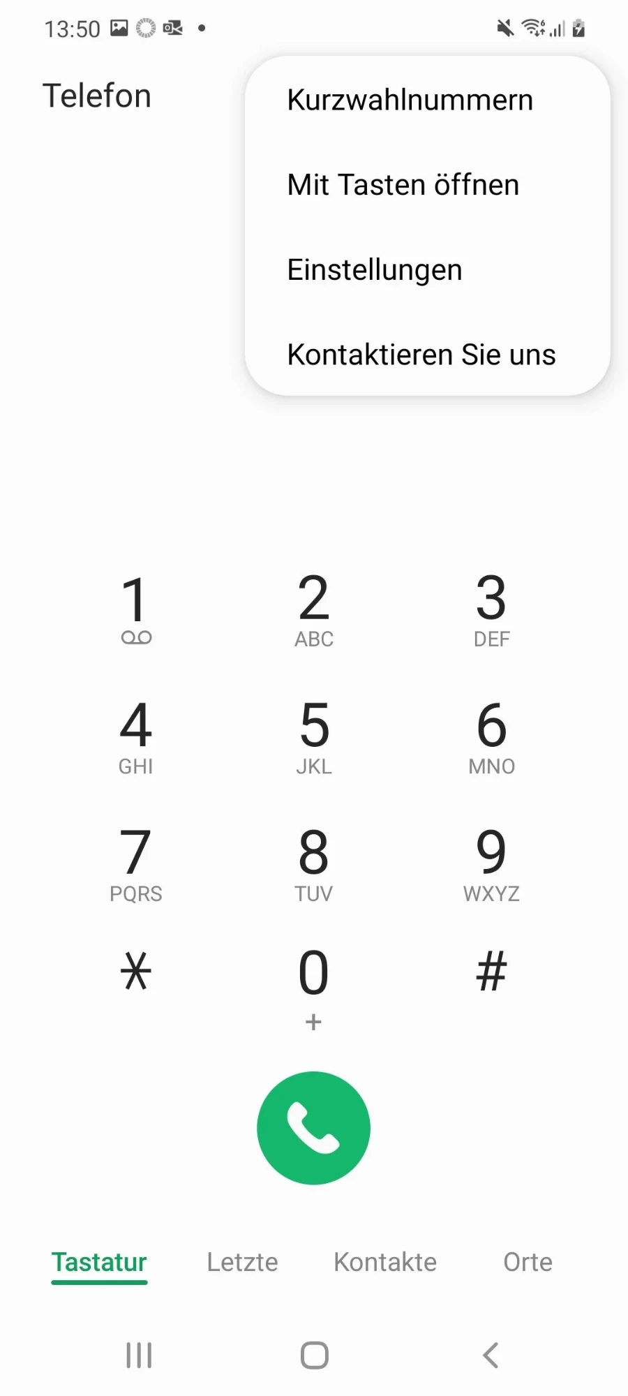  Geöffnete Einstellungen in der Telefon-App

