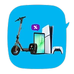  Produktübersicht mit Xplora X6 Play, Xiaomi E-Scooter 6 Max, PlayStation 5 Slim Digital Edition und Samsung Galaxy Tab A11+ 5G.
